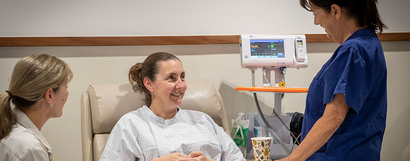 Buderim Private Hospital clinical staff speaking with smiling client